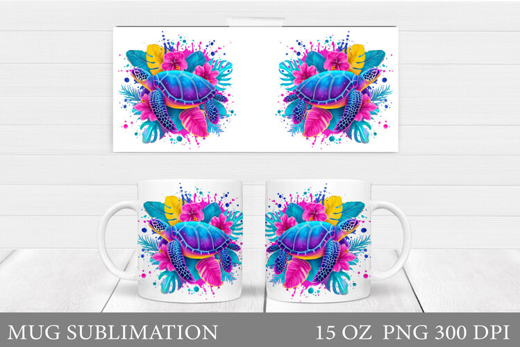 Turtle Mug Sublimation. Sea Turtle Mug Design example image 1