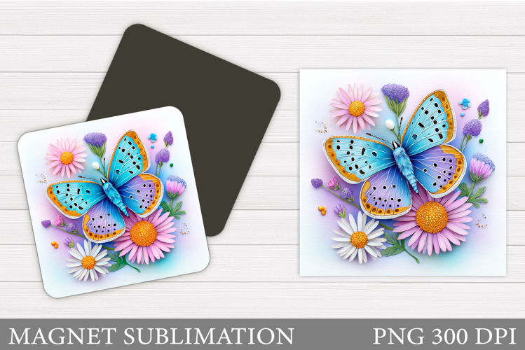 Butterfly Flowers Sublimation. Butterfly Magnet Sublimation