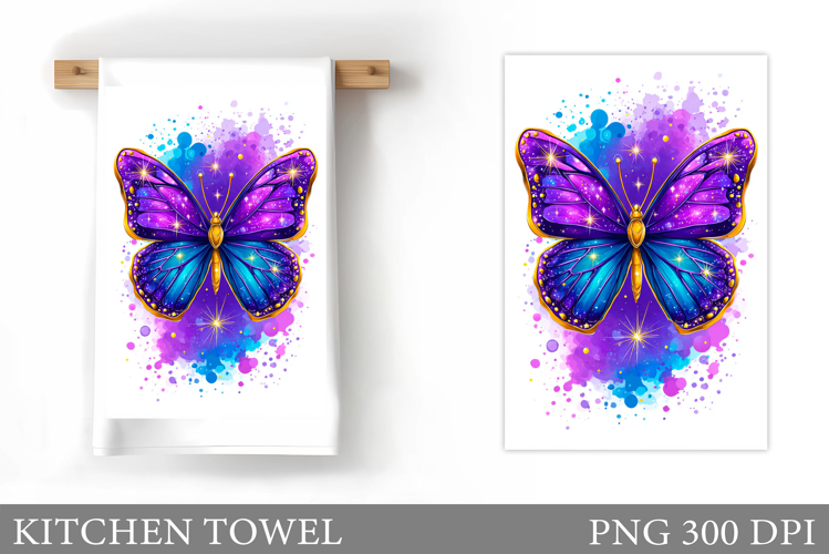 Butterfly Kitchen Towel. Flowers Kitchen Towel Sublimation