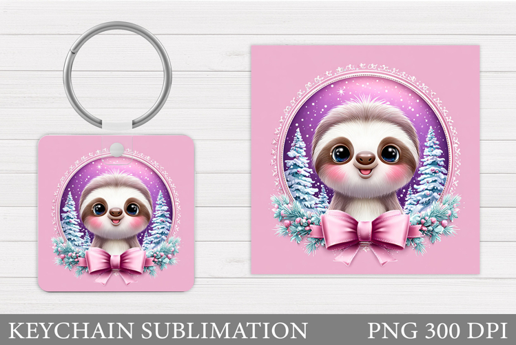Christmas Sloth Keychain. Sloth Christmas Keychain Design