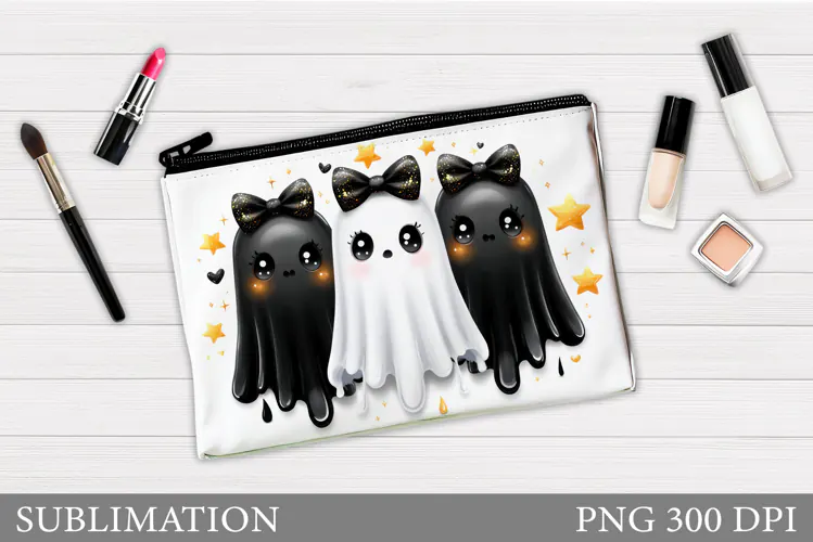 Cute Ghost Cosmetics Bag. Halloween Makeup Bag Sublimation