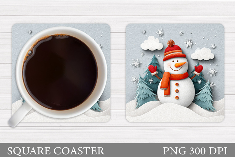 Cute Snowman Coaster Design. Christmas Coaster Sublimation