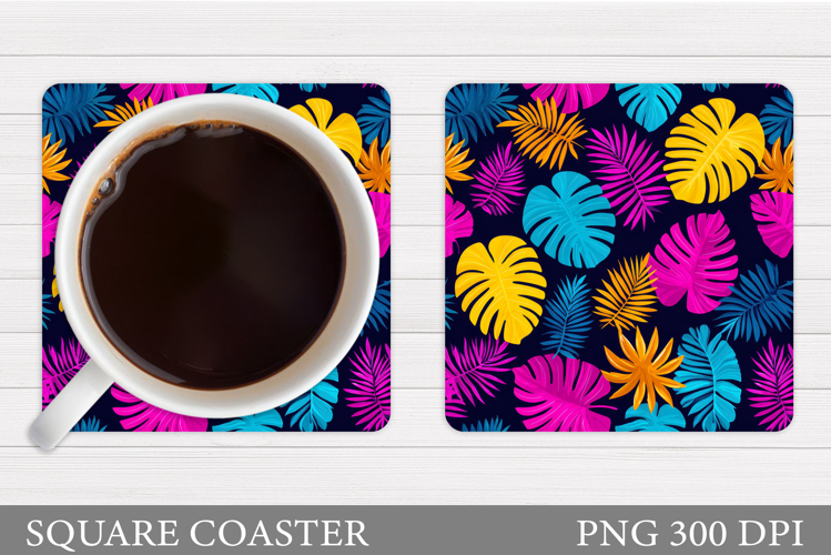 Tropical Leaves Coaster. Tropical Leaves Square Coaster