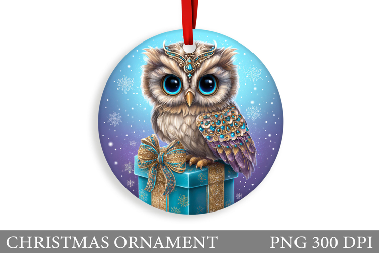 Christmas Owl Christmas Ornament. Christmas Owl Sublimation