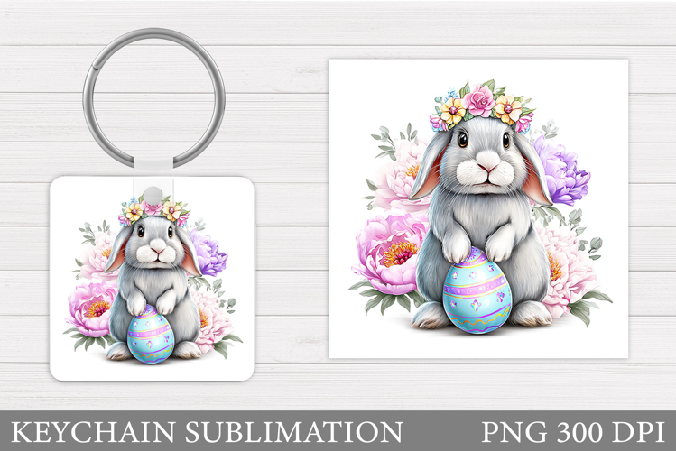 Easter Bunny Keychain Design. Easter Keychain Sublimation