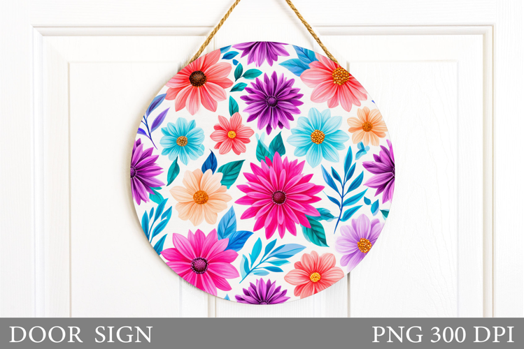 Flowers Door Sign Design. Floral Door Sign Sublimation
