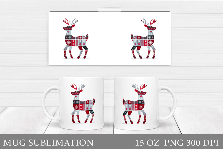 Christmas Deer Mug Design. Cute Deer Mug Sublimation