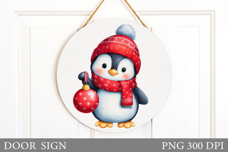 Christmas Penguin Door Sign. Christmas Door Sign Design