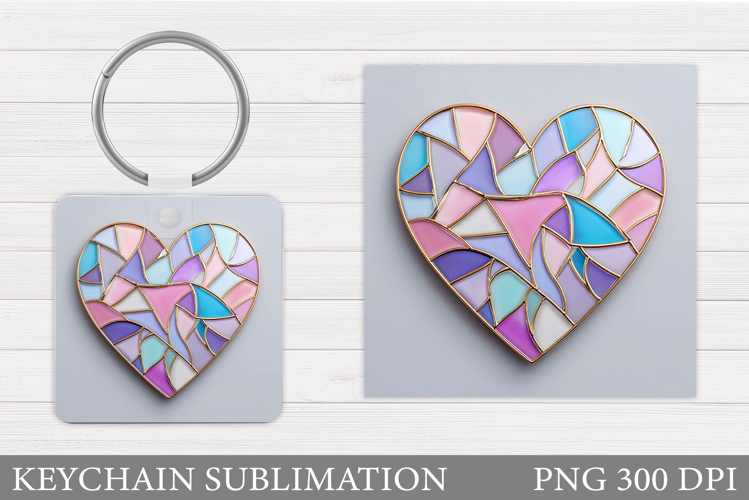 Heart Keychain Design. Valentine Keychain Sublimation