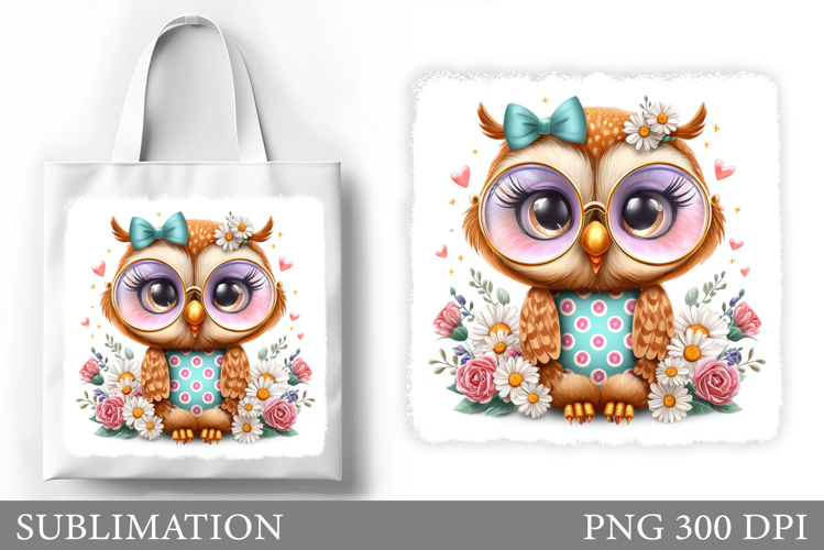 Cute Owl Tote Bag Design. Cute Owl Sublimation