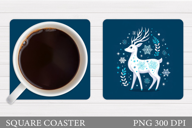 Reindeer Coaster Design. Christmas Coaster Sublimation