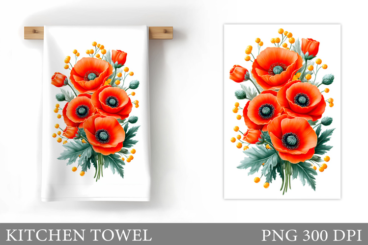 Floral Kitchen Towel Design. Flowers Kitchen Towel