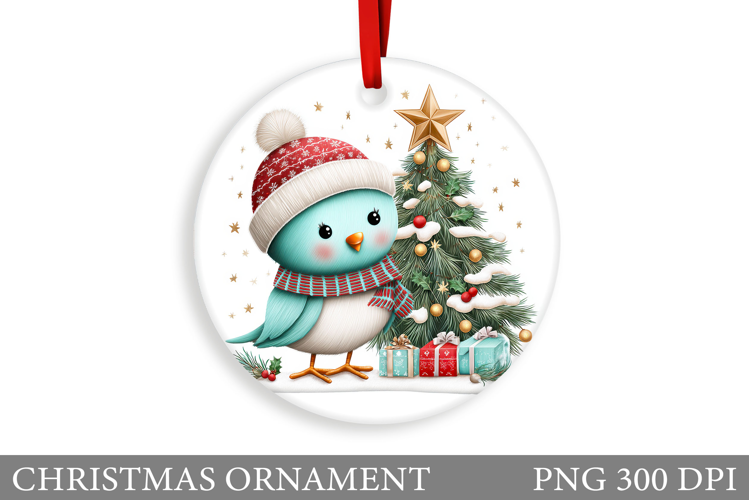 Cute Bird Christmas Ornament. Christmas Sublimation