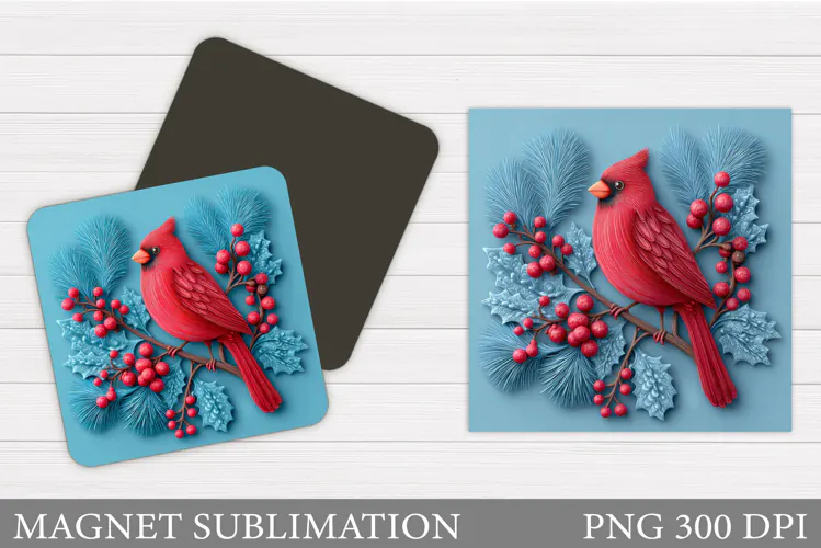 Cardinal Magnet Design. Christmas Magnet Sublimation