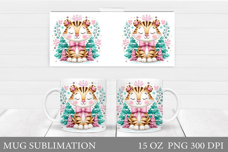 Christmas Tiger Mug Design. Christmas Mug Sublimation example image 1