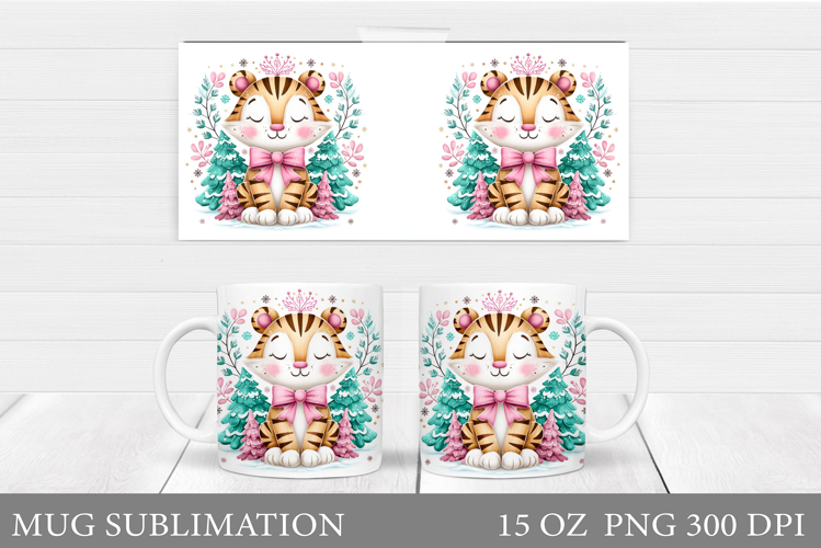 Christmas Tiger Mug Design. Christmas Mug Sublimation