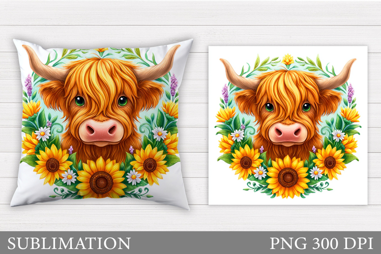 Cute Cow Pillow Design. Cow Flowers Pillow Sublimation