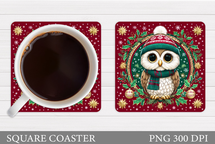 Christmas Owl Coaster Design. Christmas Coaster Sublimation