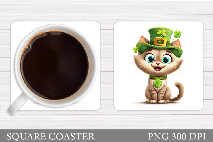 St Patrick Cat Coaster. St Patrick Coaster Sublimation