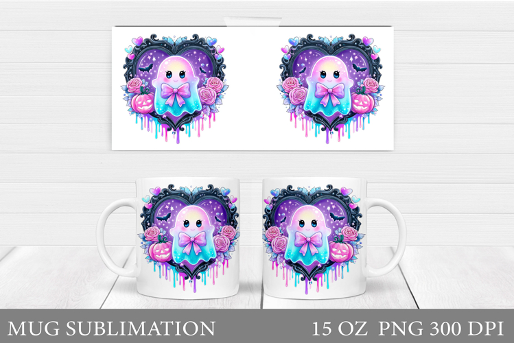 Cute Ghost Mug Sublimation. Halloween Mug Design