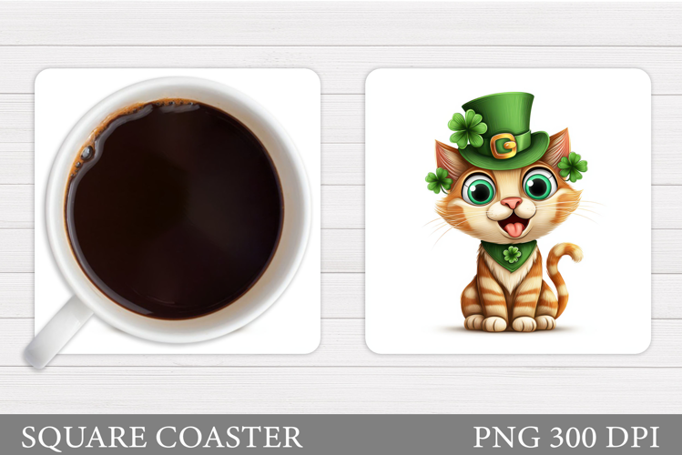 St Patrick Cat Coaster. St Patrick Coaster Sublimation