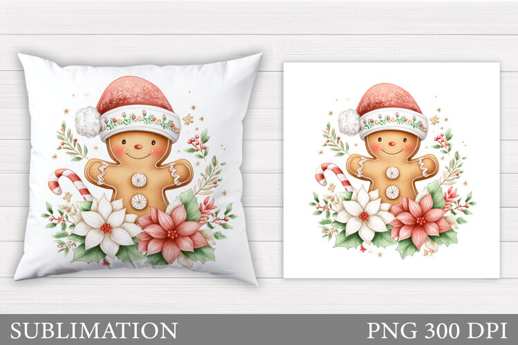 Gingerbread Pillow Design. Christmas Pillow Sublimation example image 1
