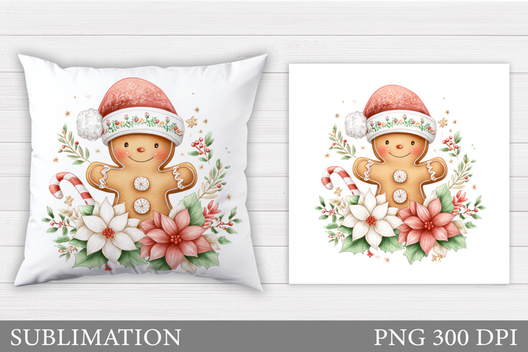 Gingerbread Pillow Design. Christmas Pillow Sublimation