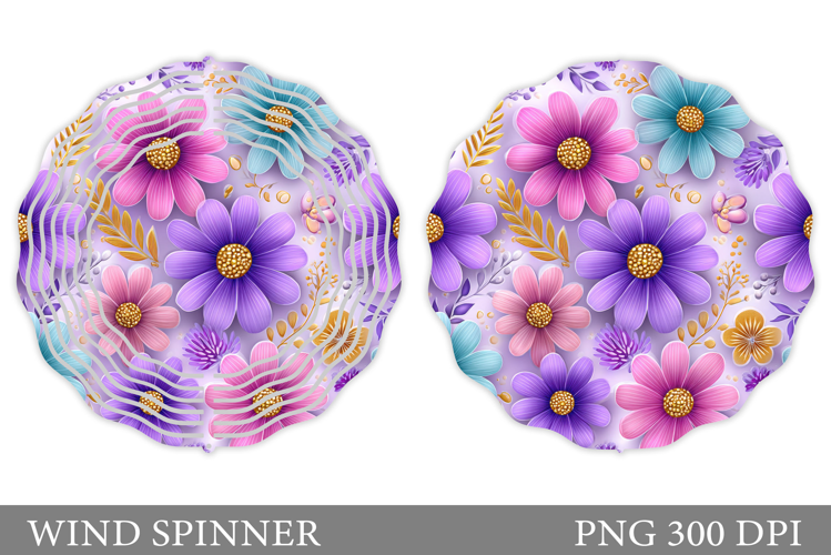 Flowers Wind Spinner Design. Floral Wind Spinner Sublimation