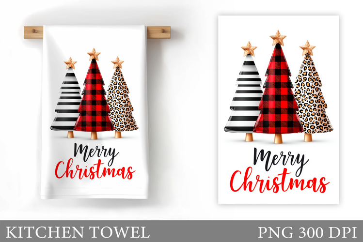 Christmas Tree Kitchen Towel. Christmas Deer Kitchen Towel