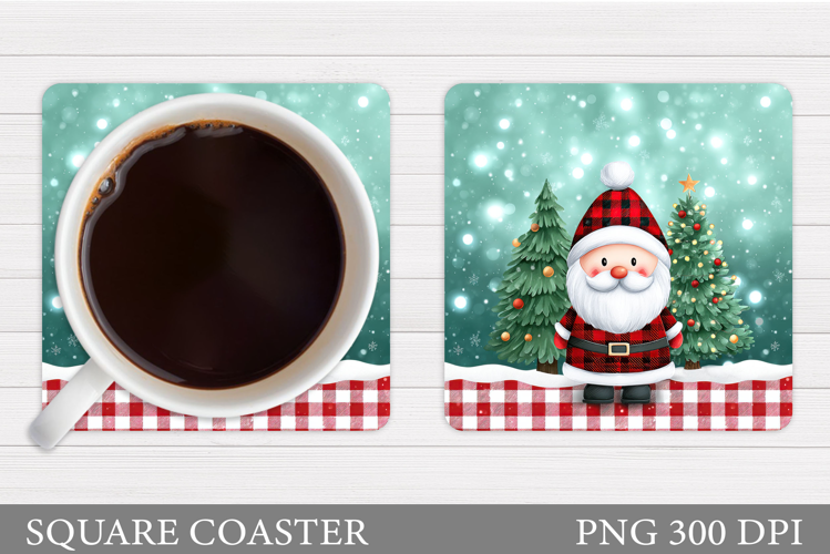 Cute Santa Coaster Sublimation. Santa Claus Coaster Design