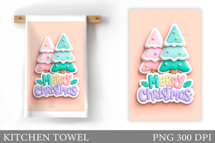 Christmas Tree Kitchen Towel. Christmas Deer Kitchen Towel