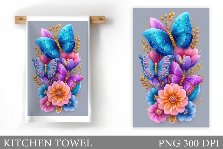 Butterflies Kitchen Towel. Butterflies Sublimation