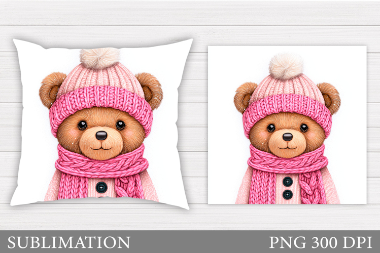 Christmas Bear Pillow Design. Christmas Pillow Sublimation