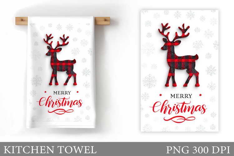 Reindeer Kitchen Towel. Christmas Kitchen Towel Design