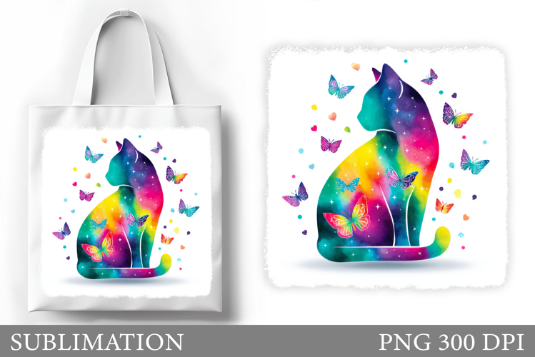 Cat Sublimation. Cute Cat Tote Bag Design