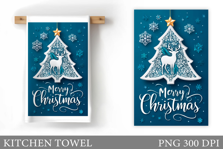 Christmas Kitchen Towel Design. Christmas Tree Kitchen Towel