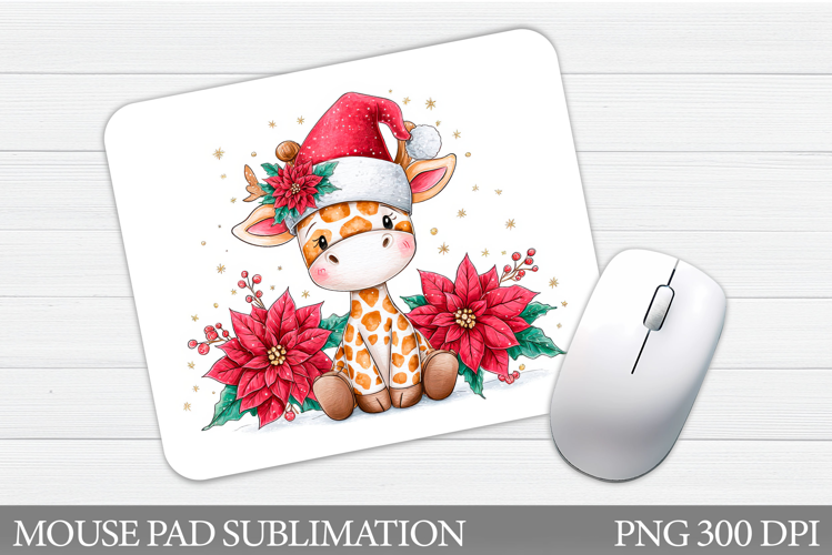 Cute Giraffe Mouse Pad Design. Christmas Mouse Pad