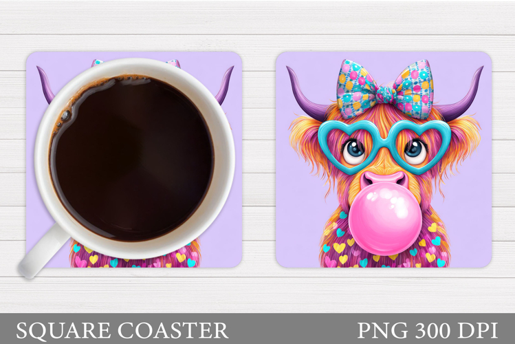 Cute Cow Coaster Design. Cute Cow Sublimation