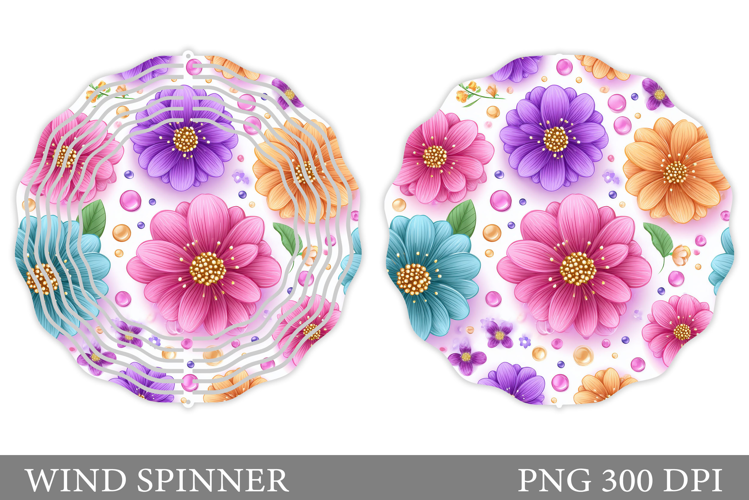 Floral Wind Spinner Sublimation. Flowers Wind Spinner Design
