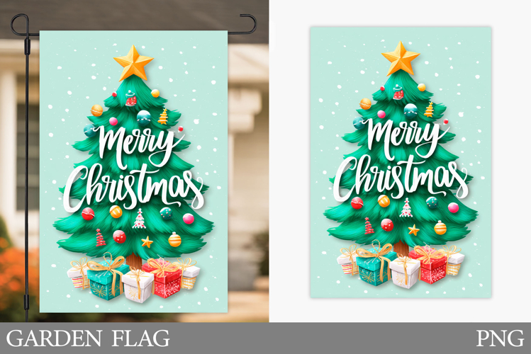 Christmas Tree Garden Flag. Merry Christmas Garden Flag