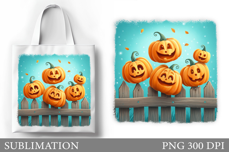 Halloween Pumpkin Sublimation. Cute Pumpkin Tote Bag Design