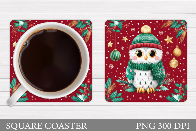Christmas Owl Coaster Design. Christmas Coaster Sublimation