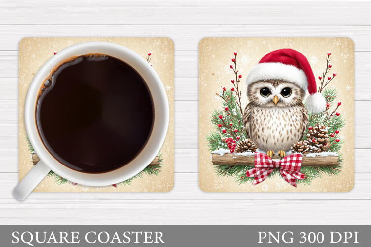 Christmas Owl Coaster Design. Christmas Coaster Sublimation