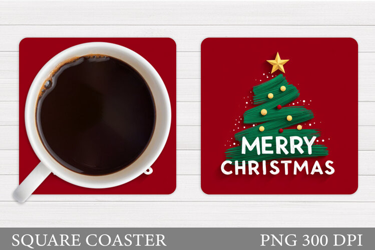 Merry Christmas Coaster. Christmas Coaster Design example image 1