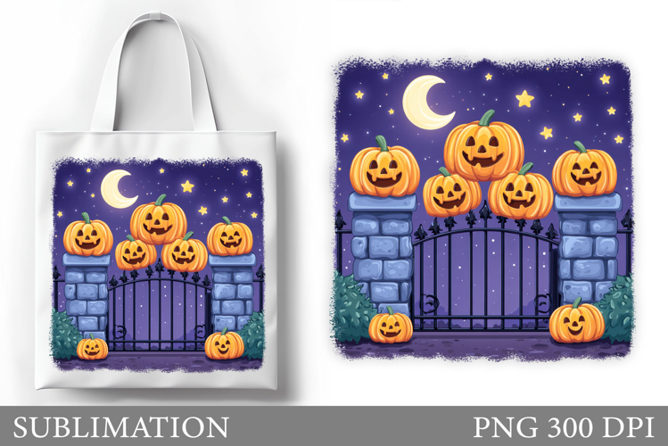Halloween Pumpkin Sublimation. Cute Pumpkin Tote Bag Design