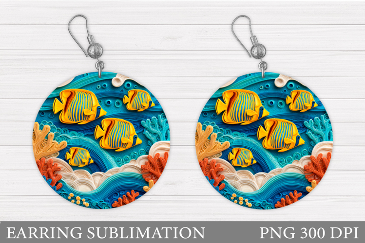 Fish Earring Sublimation. Fish Round Earring Design