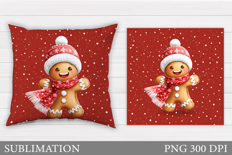 Gingerbread Pillow Design. Christmas Pillow Sublimation
