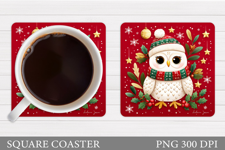 Christmas Owl Coaster Design. Christmas Coaster Sublimation