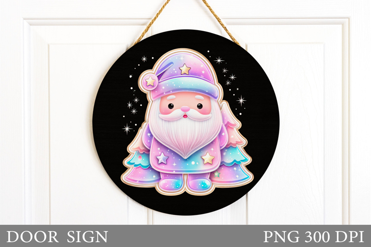 Cute Santa Claus Door Sign. Christmas Door Sign Sublimation