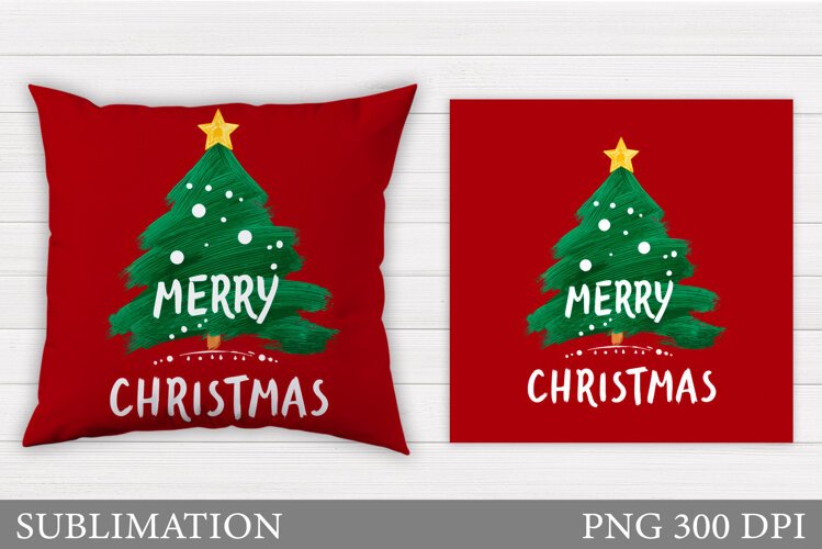 Merry Christmas Pillow Design. Christmas Pillow Sublimation example image 1